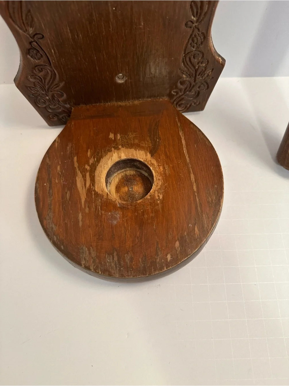 Carved Wooden Paper Towel Holder in Warm Brown